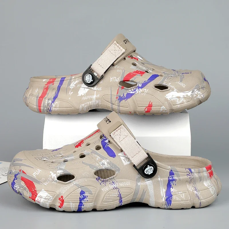 

Лето 2023, мужские сандалии, новая домашняя садовая обувь, удобные и легкие мужские тапочки, нескользящие шлепанцы с мягкой подошвой, сандалии