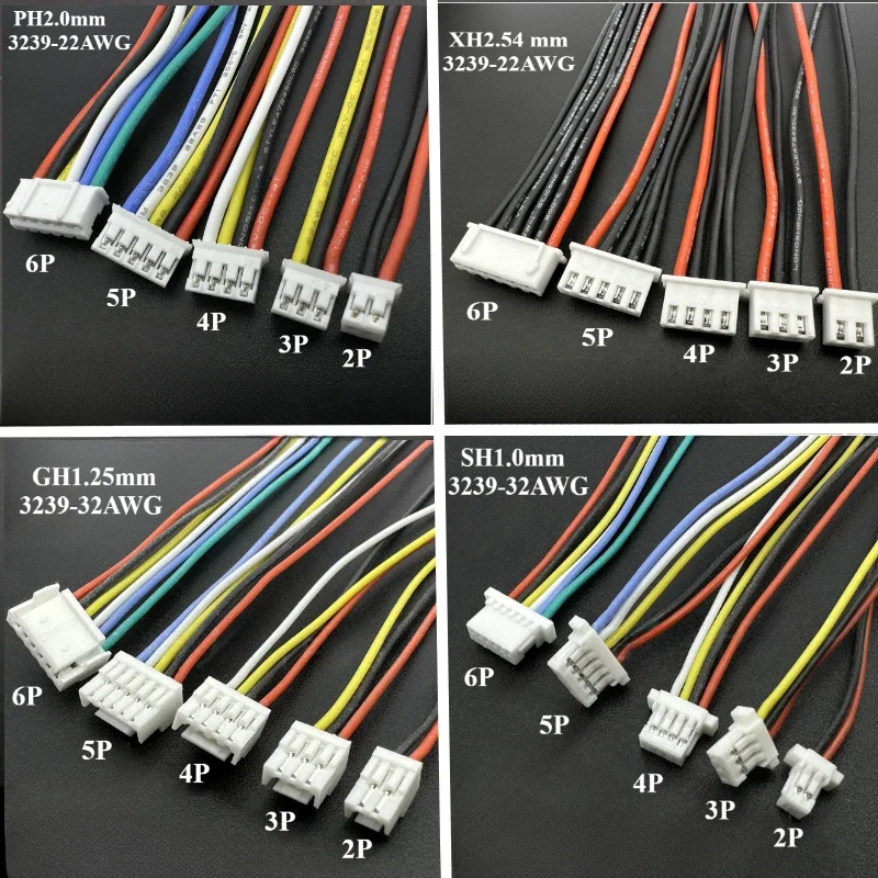 

5/10Pcs 1.0 1.25 1.25 2.0 2.54 SH1.0/MX1.25/GH1.25/PH2.0/XH2.54MM 2P/3P/4P/5P/6P Single/Double Plug Connector With Wire 20cm