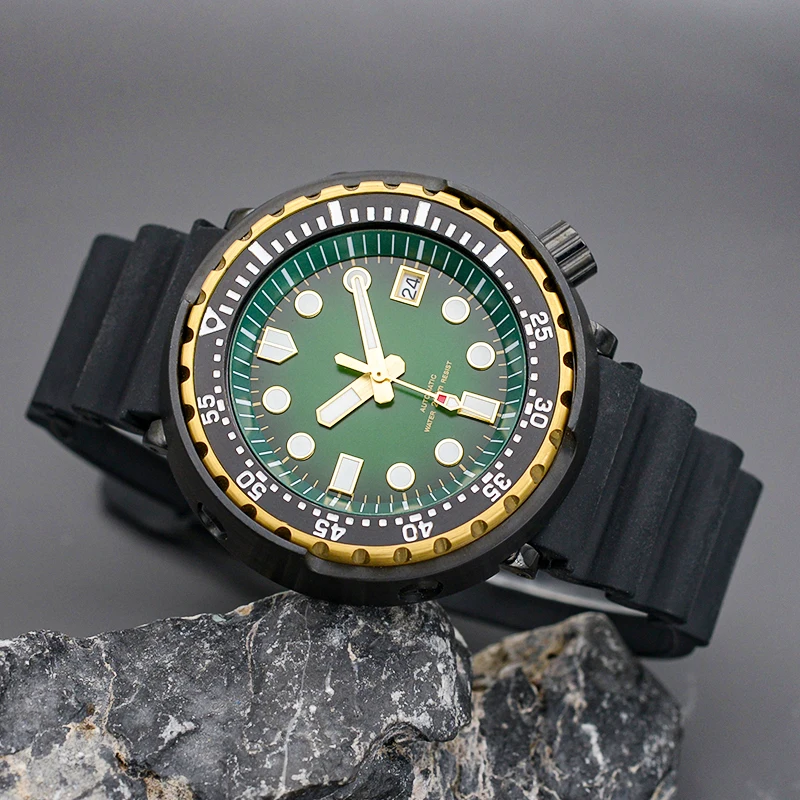 

Black Tuna Case Waterproof Sapphire Glass Luminous Dial Bezel Insert Seiko Mod NH35 NH36 Japan Movement Diving Men Watch