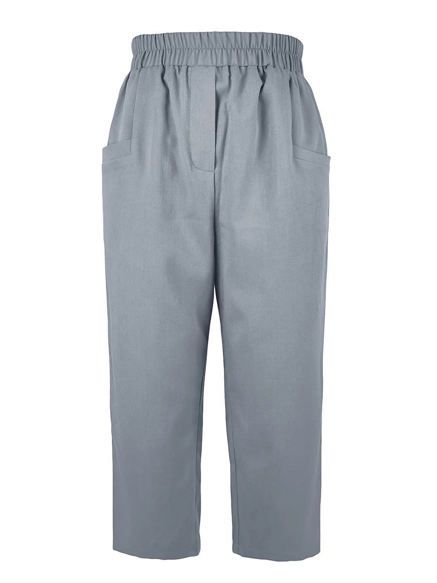 Damen Lässige Weite Cropped-Hose mit Elastischem Bund, Taschen, Vintage Haremshose, Schick und Weich 2026 – Detail 3