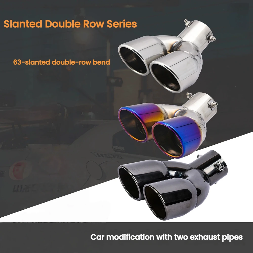 

Universal 63/76mm Automotive Exhaust Pipe Muffler Stainless Steel Dual Exhaust Tailpipe Automotive Rear Exhaust Modification