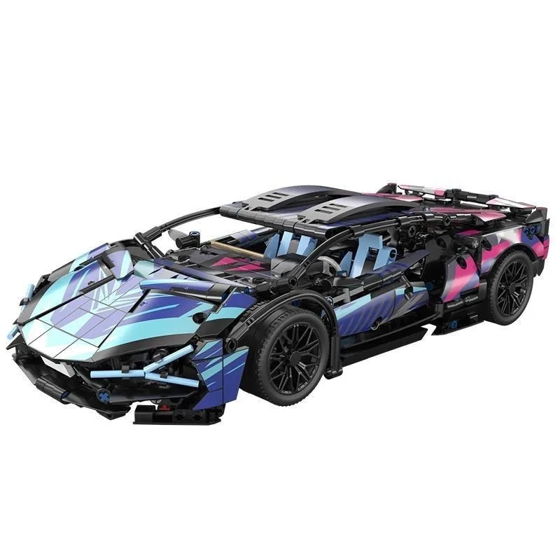 2024 สีดํา V12 บล็อก Roadster RC Tech Racer 1:14DIY Building Block Assembly รถของเล่นของขวัญวันเกิด (1280 เม็ด)