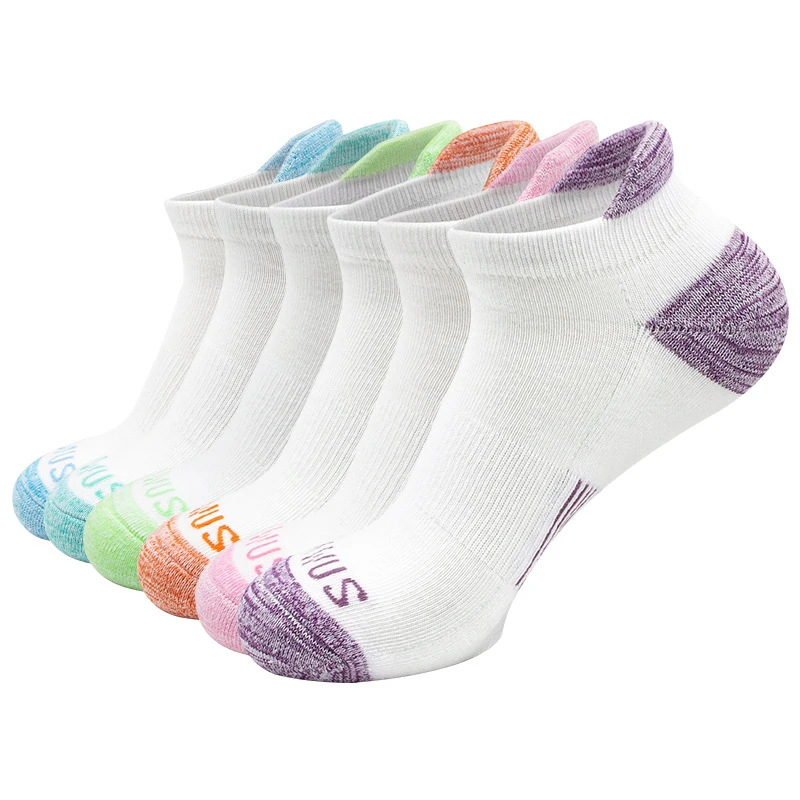 

6Pairs Women Sport Socks Terry Breathable Fashion Non-slip Invisible Cotton Socks Ankle Running Socks Quick Drying Size 37-42