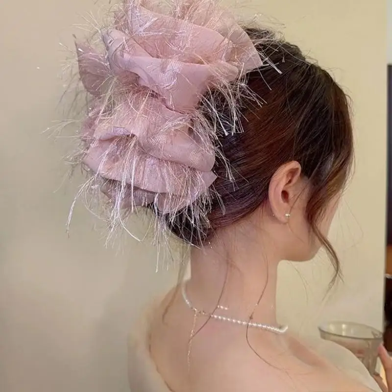 Modische Schwarze Netz-Blumen-Haarspange für Damen, Haarklammer für Pferdeschwanz, Elegante Blumen-Haarkralle, Kopfschmuck – Detail 11