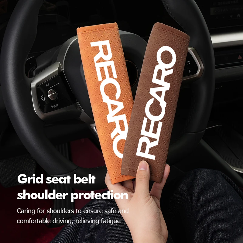 Car Seat Belt Covers Soft Leather Shoulder Pad Backpack Straps For Recaro view 5