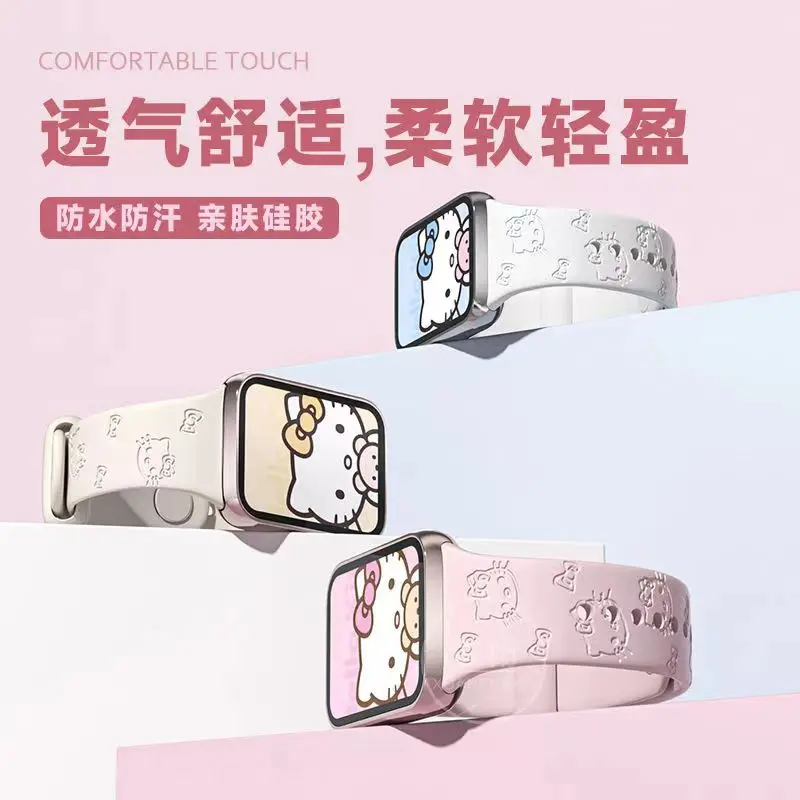 Sanrio Hello Kitty Strap For Apple Watch Band 45mm 44mm 42mm 41mm 38mm 49mm 40mm Silicone Engraved Bracelet lwatch 8 Ultra 7 Se image 6