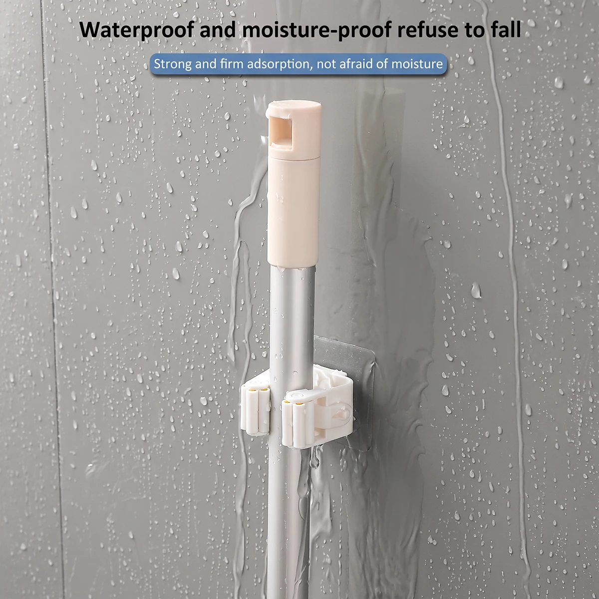 1-30pcs Self Adhesive Mop Storage Rack Bathroom Suction Hanging Pipe Traceless Mop Clip Broom Hanger Wall Mounted Waterproof