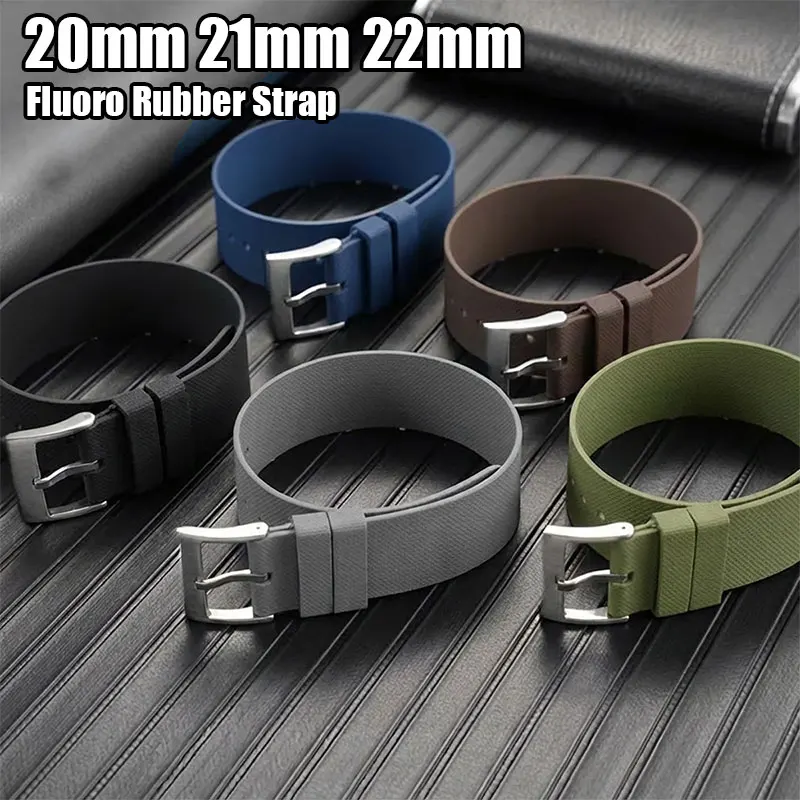 

Ремешок из фторкаучука 20/21/22 мм, цельный ремешок из FKM, военный мужской спортивный ремешок для часов Seiko, Omega, Rolex, универсальный браслет