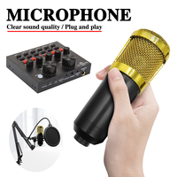 BM800 Condenser Microphone +V8 Mobile Phone Sound Card Anchor Computer Recording Stand Live Broadcast Mic Kit