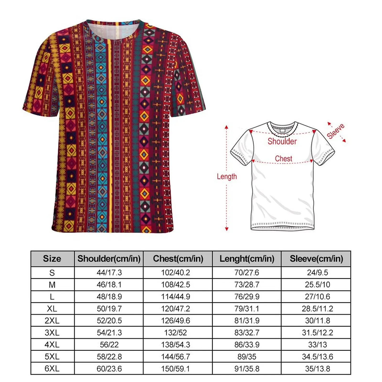 Man Tribal Print T Shirt Vintage Ethnic Boho Fashion T Shirts Short Sleeve Tshirt Wholesale Summer Aesthetic Oversized Clothes