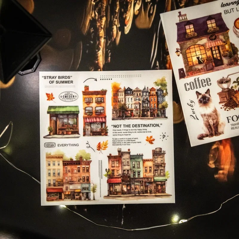 2 قطعة حزمة أضواء القرطاسية البلاستيكية نقل ملصقات أضواء في منزل الحلم الآخر البلد استمتع بمقهىك 178*116 مللي متر