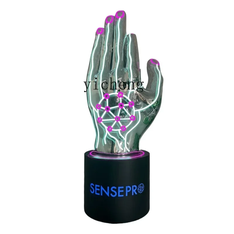 AB  trendy cool luminous palm sculpture FRP shopping mall beautiful decoration ornament beautiful Chen device