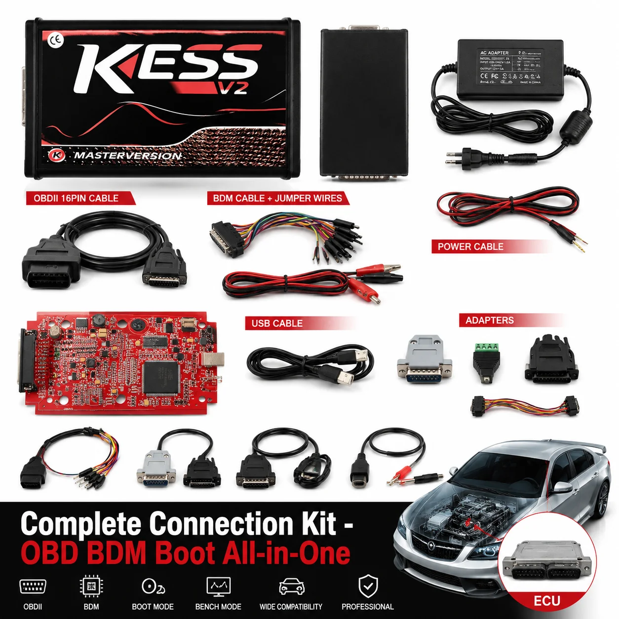 KESS V2 V5.017 KTAG V7.020 ECU Programming Tool OBD2 Chip Tuning Kit Unlimited Token For Car Truck ECU Read Write
