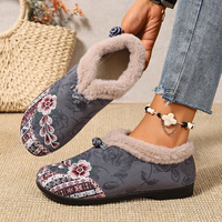2024 Winter Cotton Shoes Embroidered Bag with Middle-aged and Elderly Warm Ethnic Wind Comfortable Soft Sole Mother Cotton Shoes