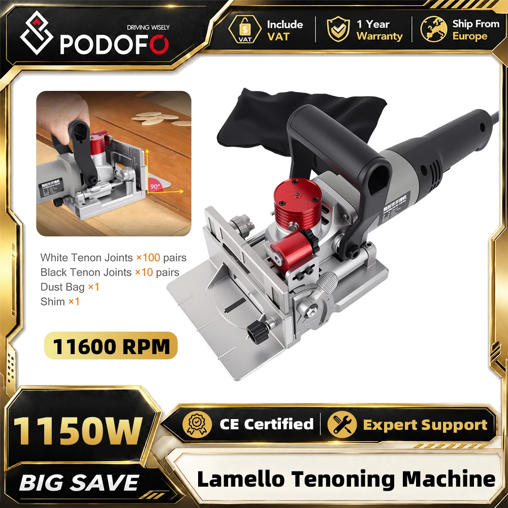 Podofo 11600 tr/min Machine à tenonner Lamello, Machine à rainurer à 3 fentes avec 110 tenons, Machine à percer le bois, Coupe-tenons Lamello, Jointeu