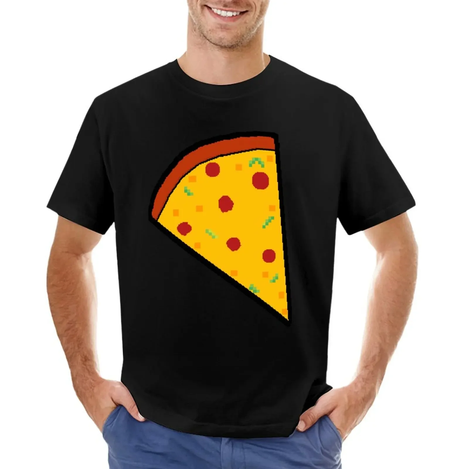 

Pixel Pizza T-shirt plus sizes blacks Aesthetic clothing funnys black t shirts for men