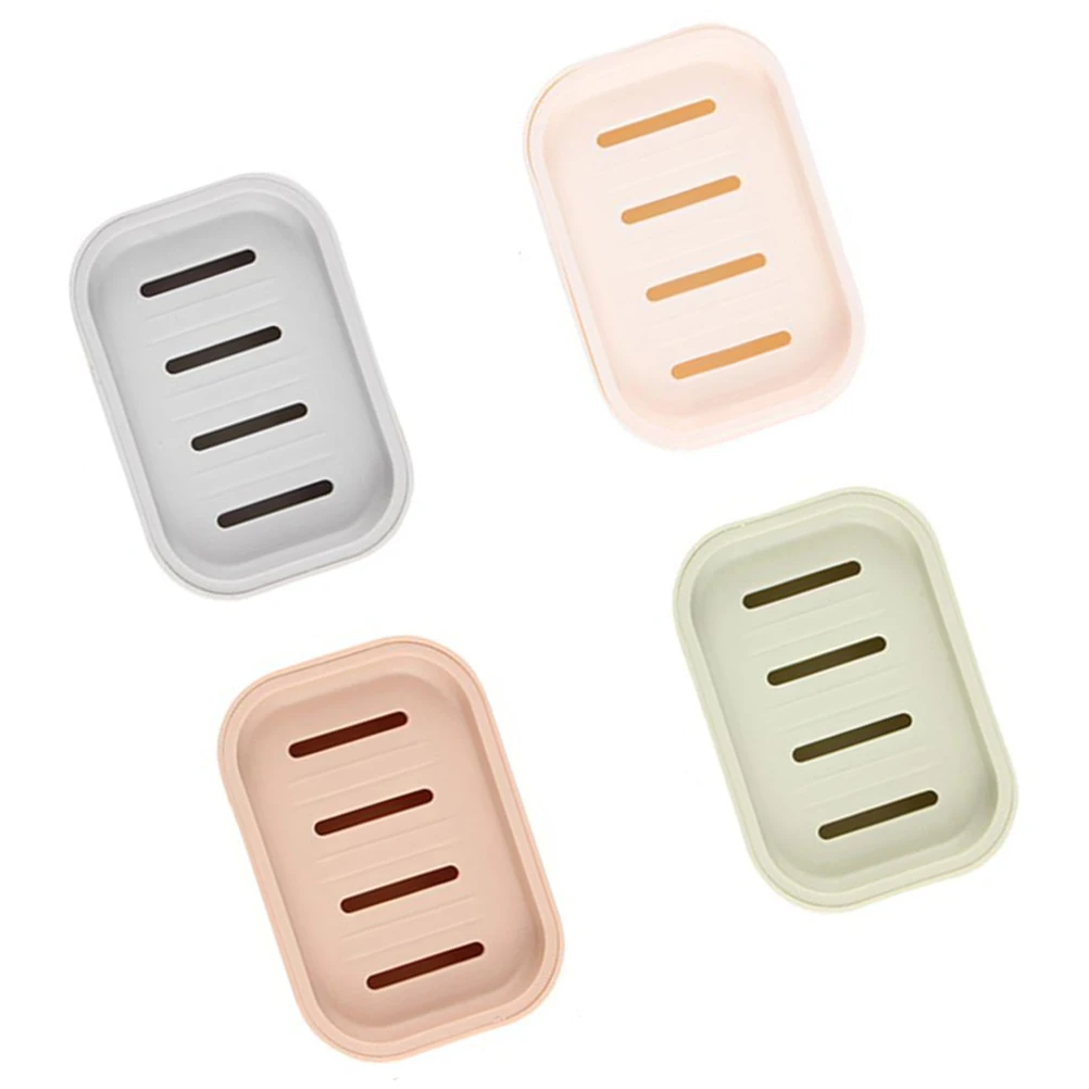 

4pcs Soap Box for Bathroom Black White Travel Container Tray Wood Holder Double Layer Lightweight Storage