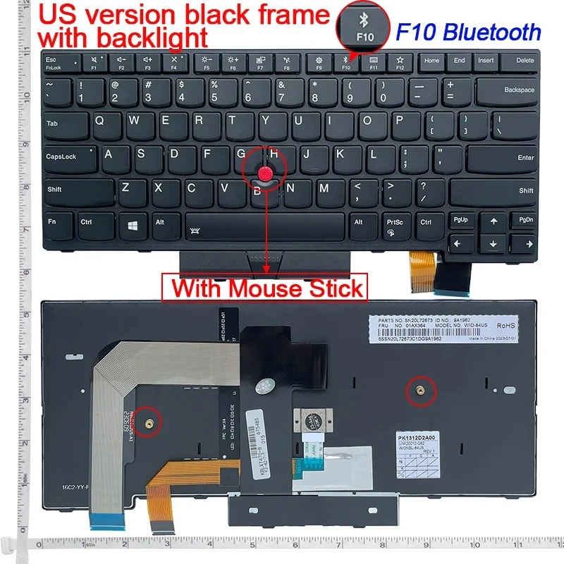 US Keyboard For ThinkPad A475 A485 T470 T480 PN 01HX339 01HX379 01HX299 01HX328 01HX368 01HX408 01AX364 01AX405 01AX446