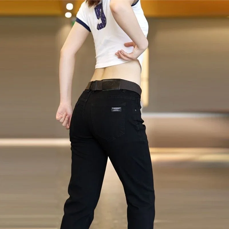 가을 남성 슬림 청바지 블랙 스키니 클래식 캐주얼 데님 바지 사무실 파티를위한 데일리 카우보이 바지 남성 연필 바지