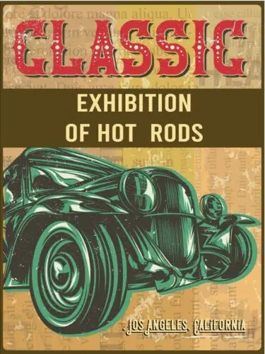 Metal plaque vintage retro style Classic Hot Rods tin door sign Man Cave, Garage