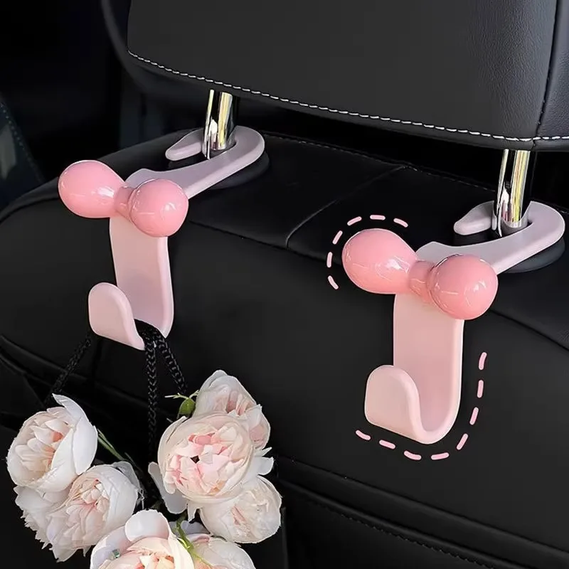 Minimalist Bow Car Back Seat Hanging Hooks Practical Storage Accessory For Handbags Snacks And Travel Items In Vehicle view 5