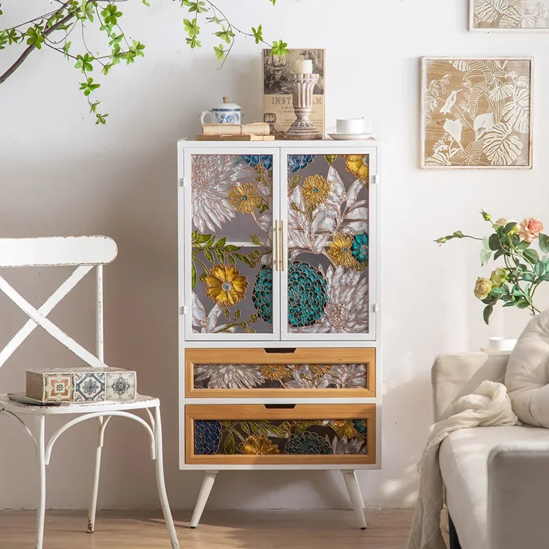 шкаф, светлый роскошный шкаф для хранения из эмалированного цветного стекла, пыленепроницаемый входной шкаф из кованого железа, сундук