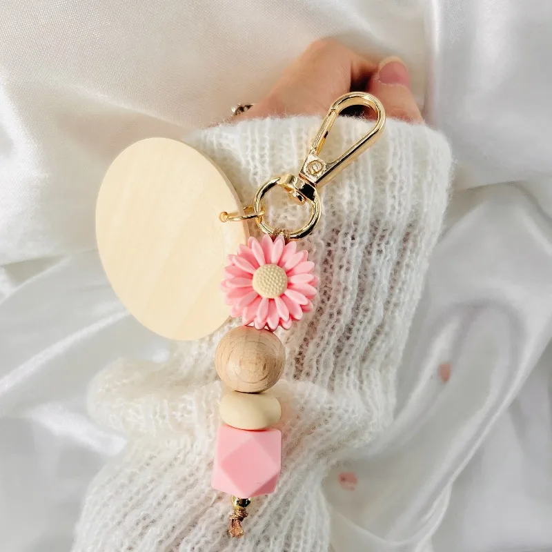 Wholesale 10PCS Wood Keychains Blanks Ornaments Key Ring Jump Rings DIY Key Chain Tags Keyring Engraving Custom Name Logo Gift