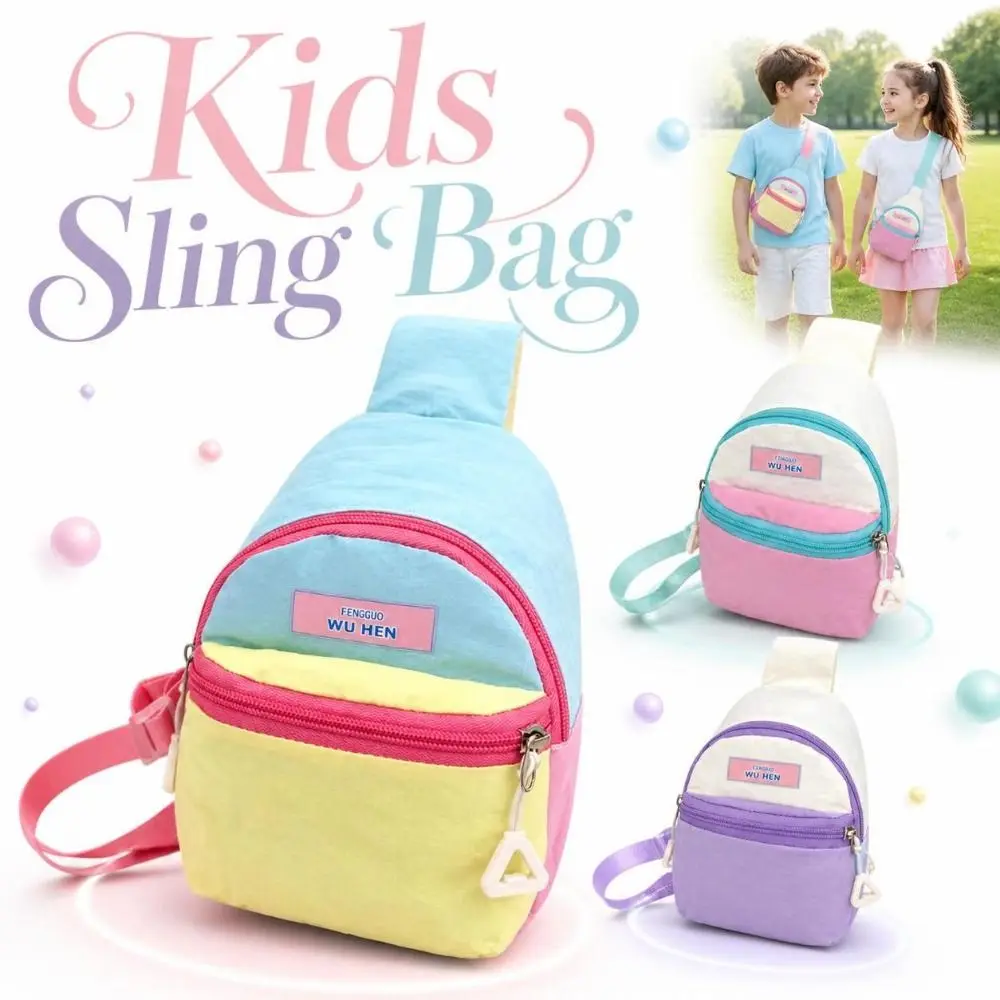 Casual Lightweight Kids Sling Bag Nylon Vibrant Children Chest Backpack Durable Adjustable Crossbody Sling Pack Kids-outdoor