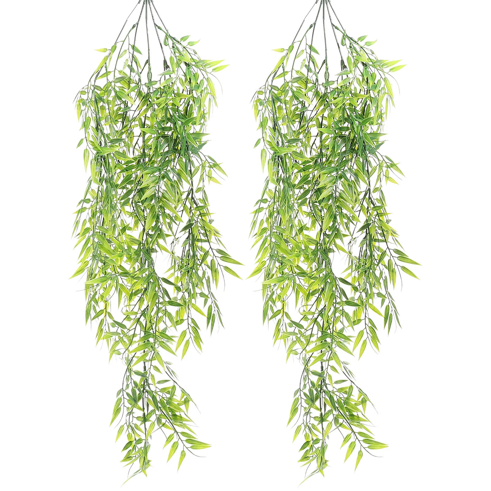 

2Pcs Simulated Bamboo Leaf Hanging Plant Artificial Vine Greenery Wall Hanging Decoration for Home Garden Party Office Decor