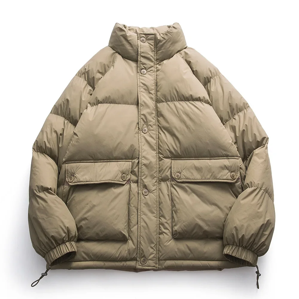

Pop Japanese Vintage Stand Collar Cotton-padded Jacket, Men's Winter Thickened Warm Bread Suit, Couple' Solid Color Down Jackets