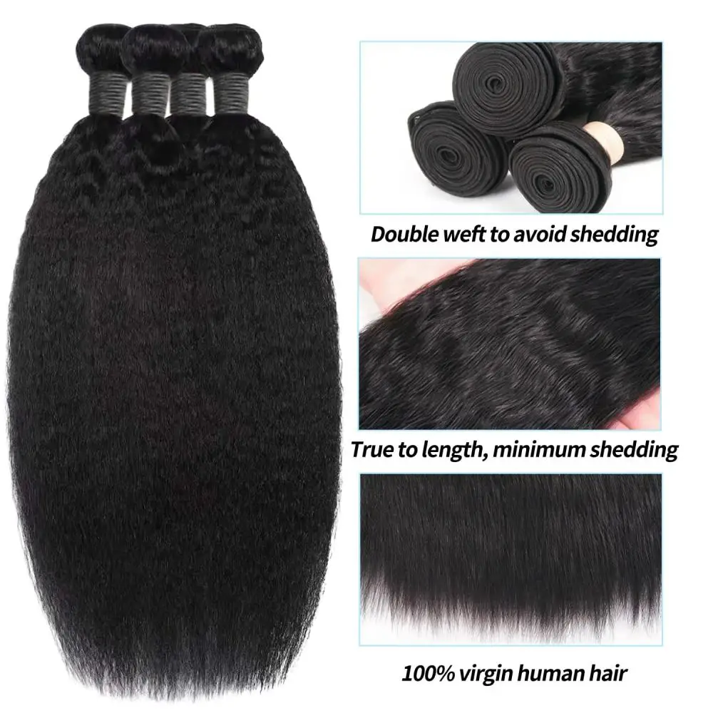 32 Inch Bundles Kinky Straight Human Hair Bundles 100% Human Hair 1/3/4 Bundles Brazilian 100% Human Hair Bundles For Women