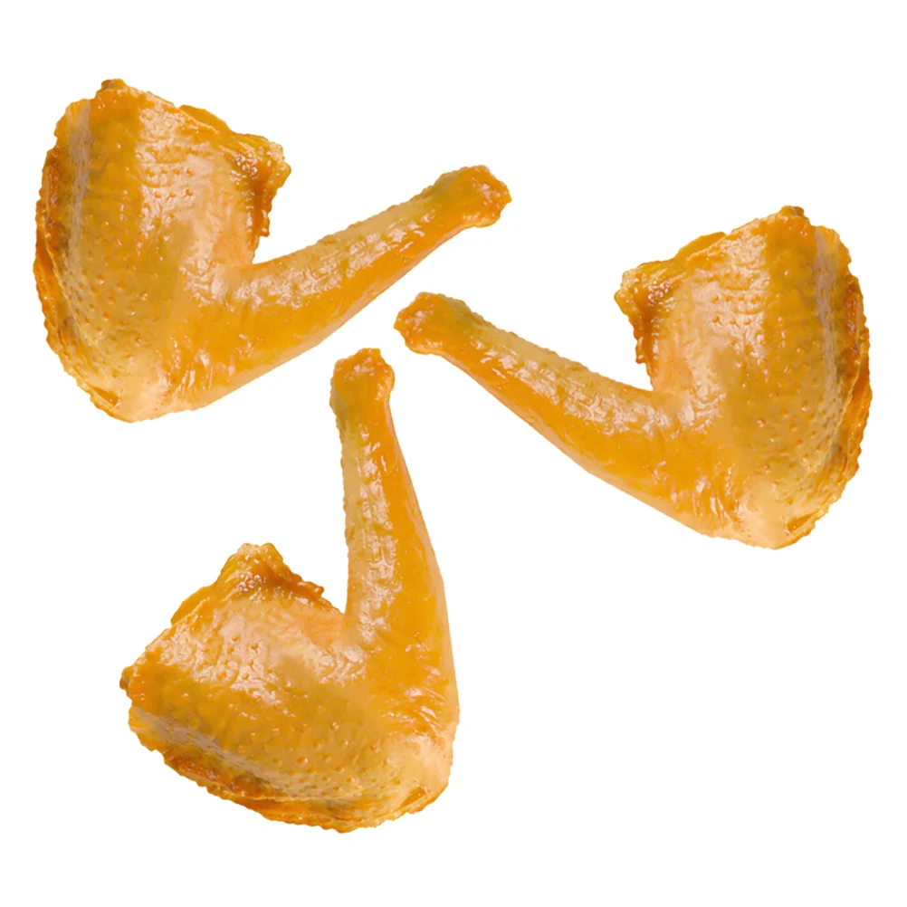 3 Pcs Simulated Chicken Wing Ornaments Duck Artificial Legs Props Yellow Realistic Fake