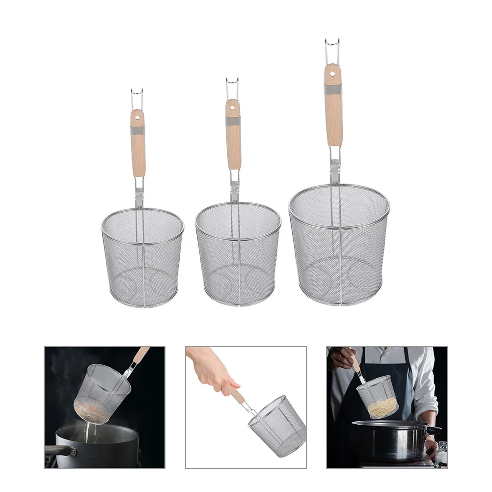 3 قطعة شبكة من الاستانلس استيل مصفاة ملعقة لقلي الطعام إناء/ قدر الطبخ المعكرونة مصفاة المطبخ أداة سلة المعكرونة غرامة شبكة