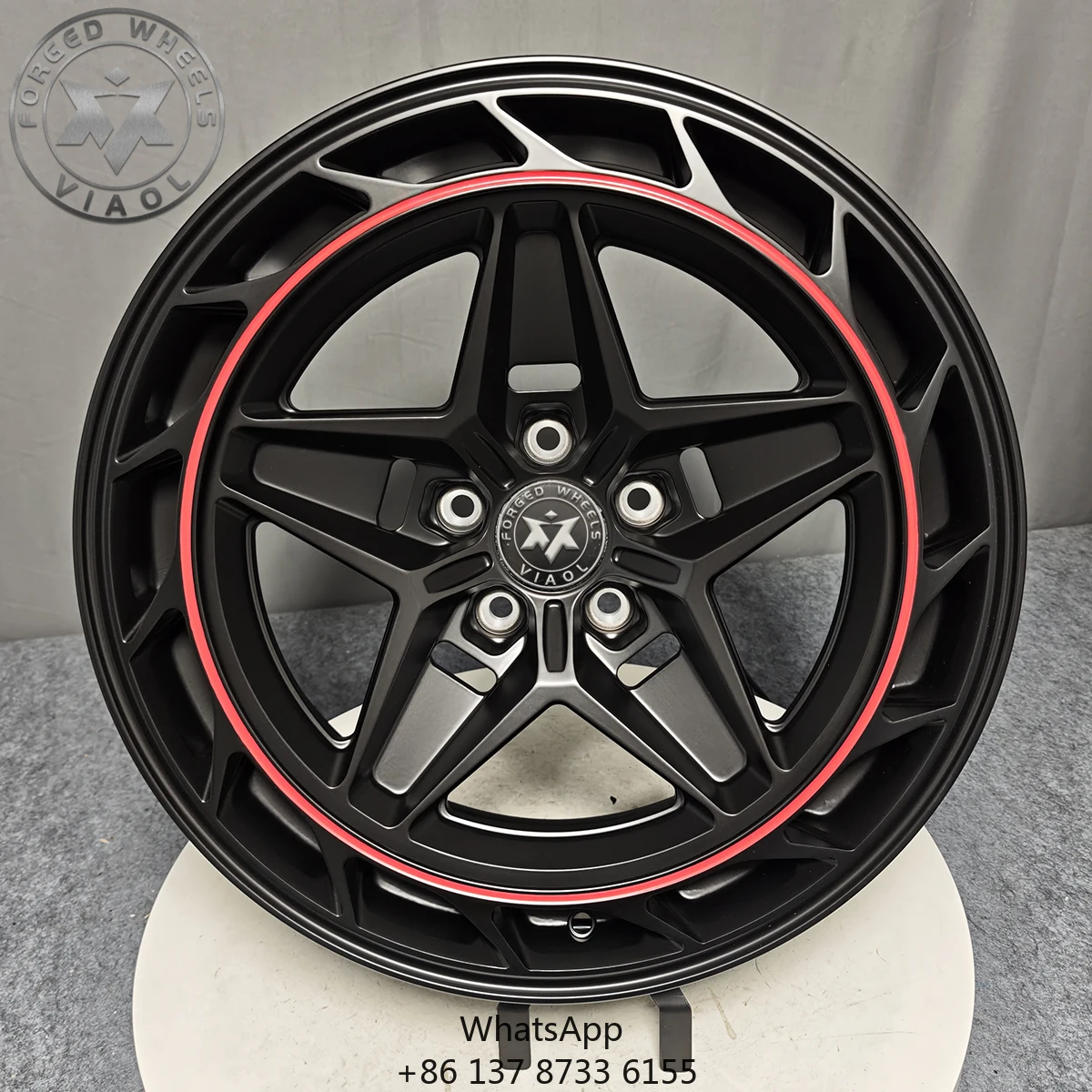 Customized PCD 5x120 Five Spoke Monoblock Forged Black Red 8J-12J Aluminium Alloy Wheels 4 Pieces for Golf C7 C8 M2 M3