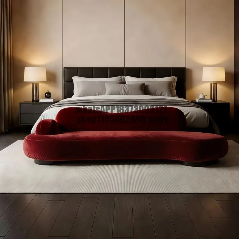 Bedroom bedside stool sofa bed high-end flannel minimalist light luxury simple living room stool