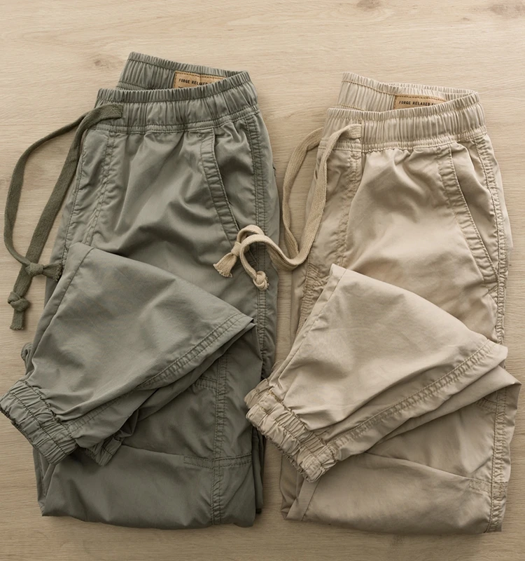 

American Retro Summer Thin Breathable Elastic Loose Harem Pants Nine Points Casual Pants for Men Youth Active Sle Workwear