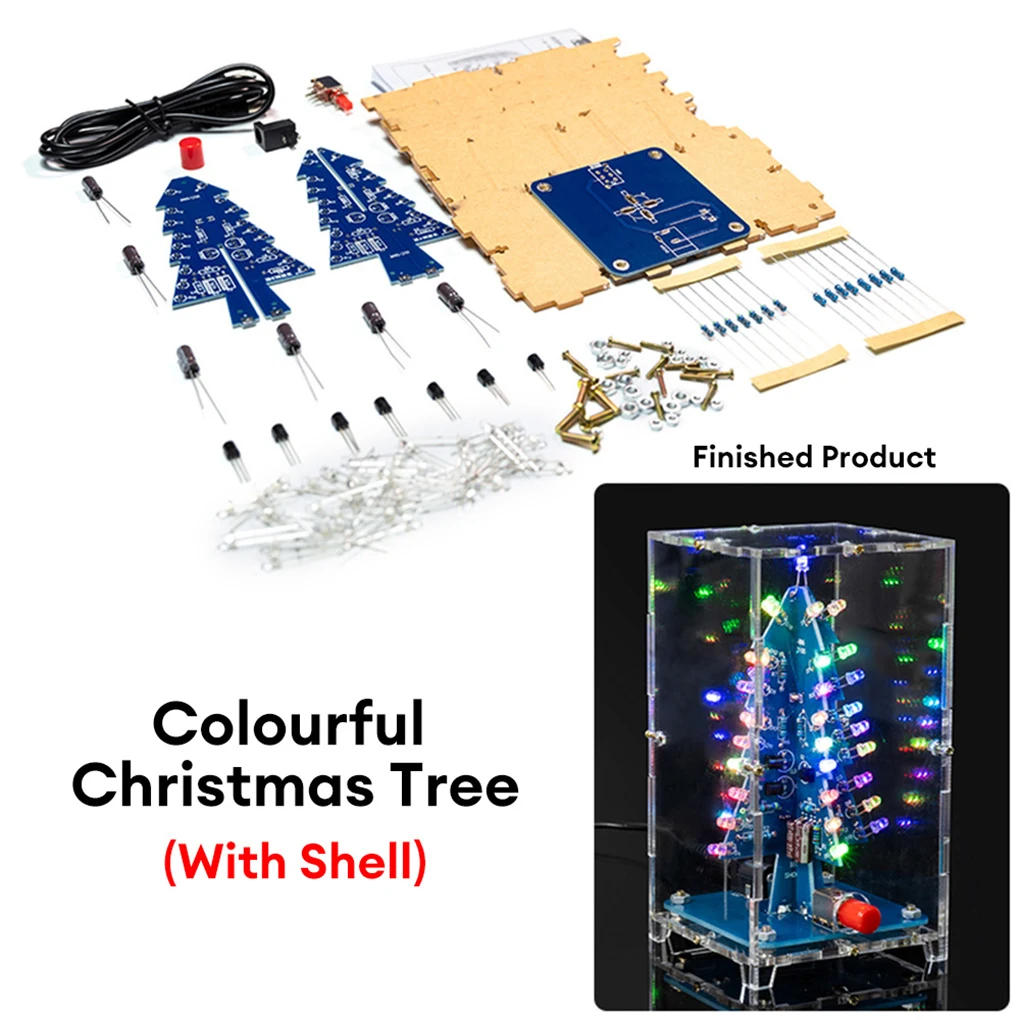 Kerstboom DIY Kits RGB LED Knipperende Boom DIY Elektronische Kits Elektronica Solderen Kleurrijk 3D voor Solderen Oefenen Leren