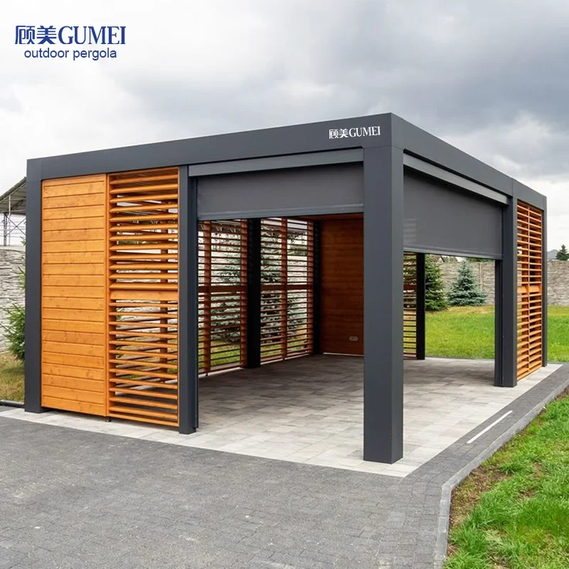 OEM Waterproof Aluminium Bioclimatic Pergola 3x3, 3x4, 4x4, 6x4m Aluminum Louvered Pergola Cover