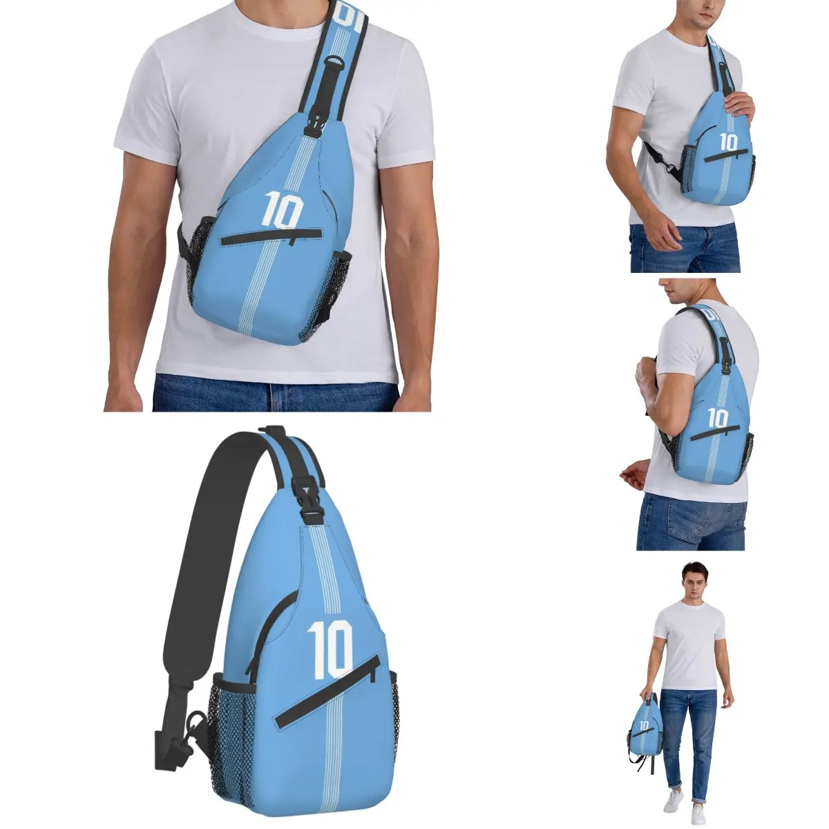 Argentina Number 10 Football Soccer Small Sling Bags Chest Crossbody Shoulder Backpack Travel Daypacks Messi Fashion School Bags