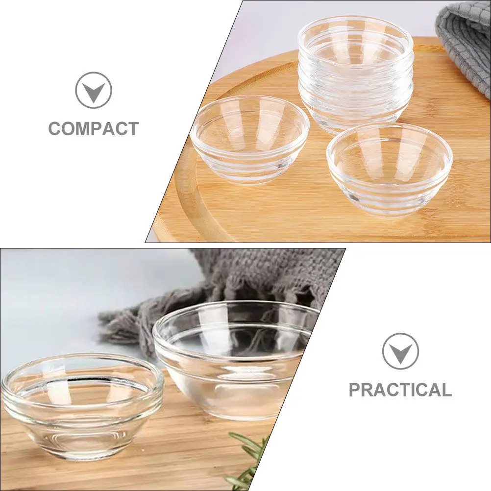 12Pcs High Grade Transparent Glass Ramekins Multi Function Small Serving Bowls for Pudding Jelly Mochi Steamed Cake Rice