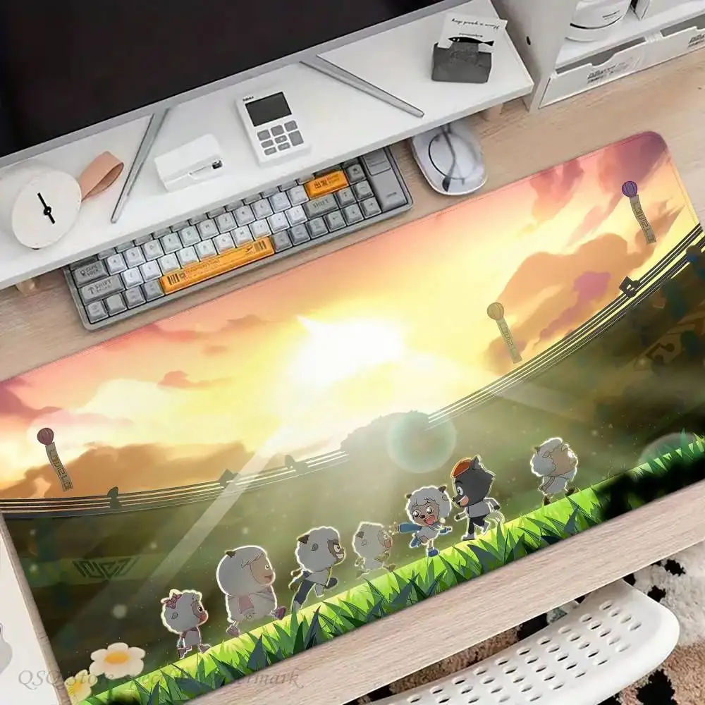 P-Pleasant Goat And Big Big Wolf Mousepad Non-slip Suitable For Office Computers Laptops E-sports Game Desk Mats XXL Keyboard