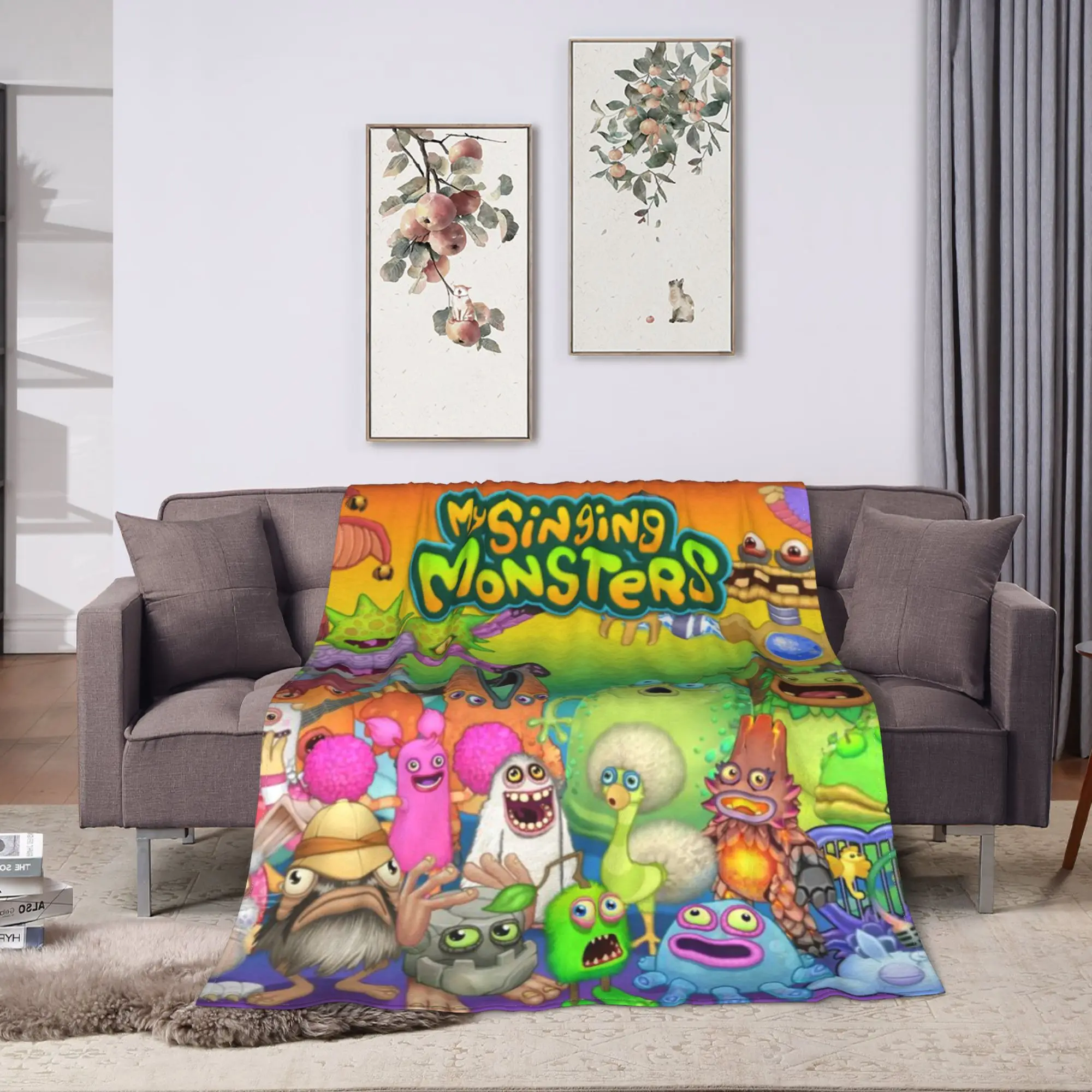 My Singing Monsters  Blanket  Picnic Flannel Throw Blanket For Couch Chair Sofa Bed Soft Warm Design Quality Bedspread Gift