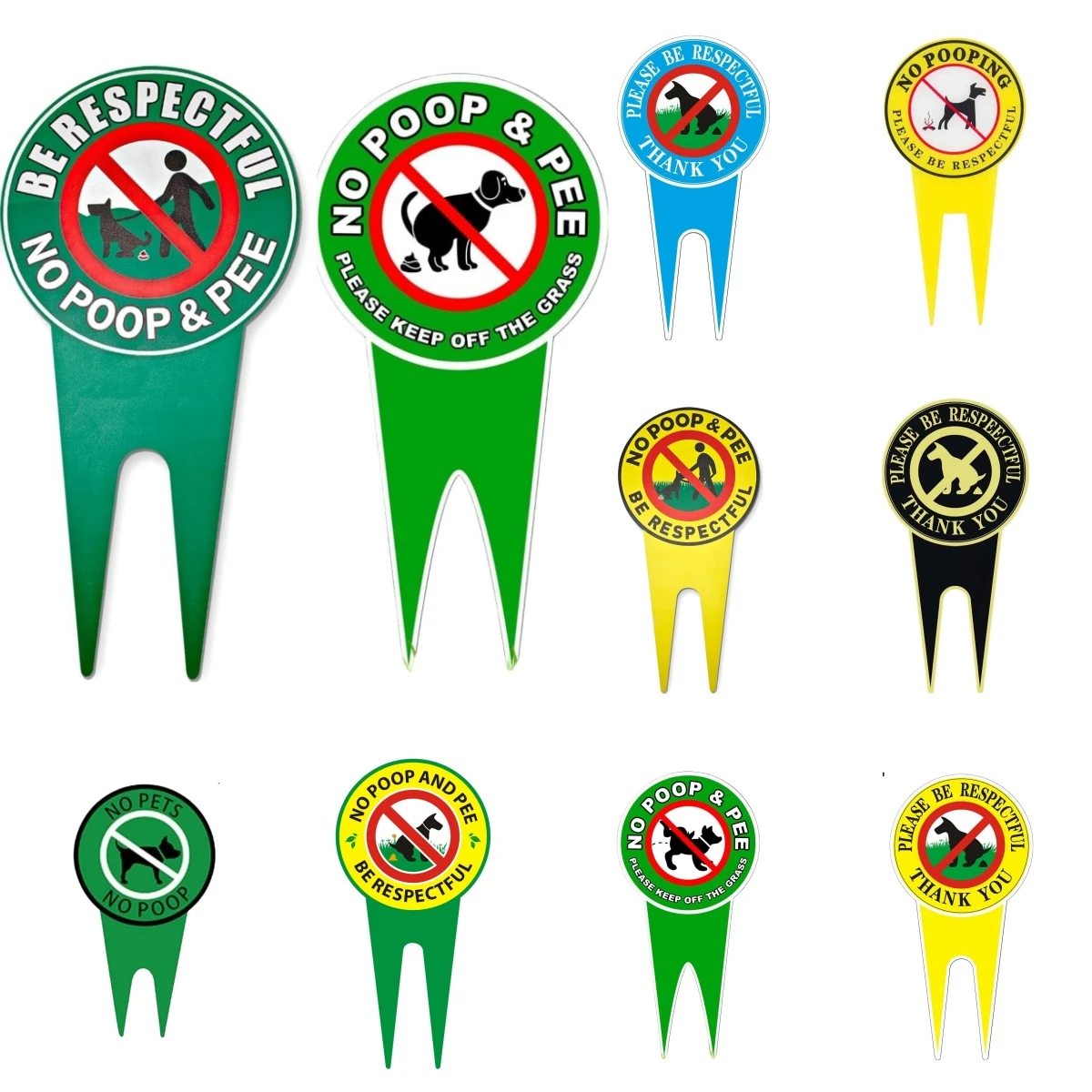 Dog Poop Metal Tin Sign-No Dog Poop and Pee on Lawn- No Pets Dog Signs for Yard Grass -Keep Off Grass Sign -No Dogs Allowed Sign
