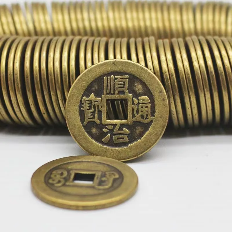 Thickened Copper Coins Kangxi Shunzhi Qianlong Brass Wealth-Attracting Ornaments Five Emperors Money Emperor