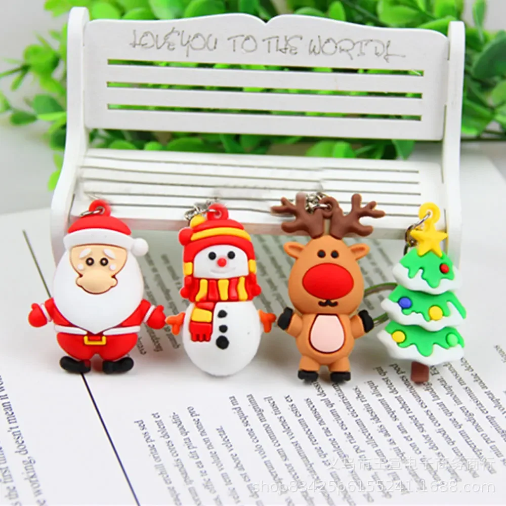 

1Pc Christmas Ornament Santa Claus Elk Snowman Keychain Merry Christmas New Year Decoration DIY Christmas Gift Supplies