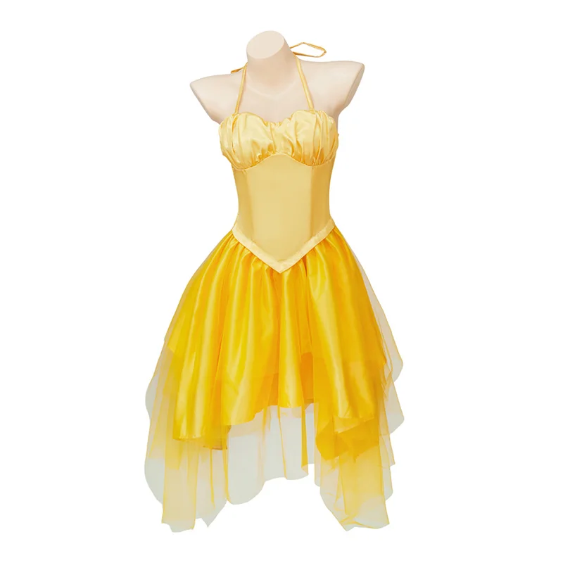 Glinda Cosplay Costume Sexy Suspender Yellow Dress Musical Wizard Halloween  Party Outfits