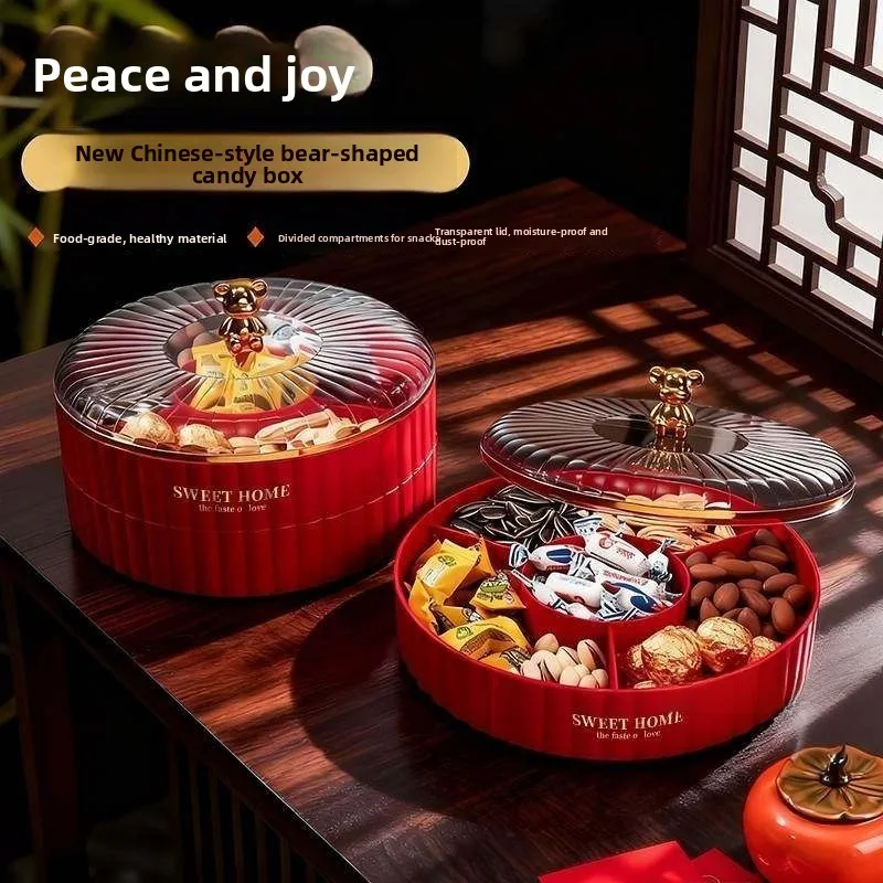 

Новогодняя многоярусная фруктовница для гостиной, поднос для сухофруктов, коробка для закусок, китайская корзина для орехов и фруктов