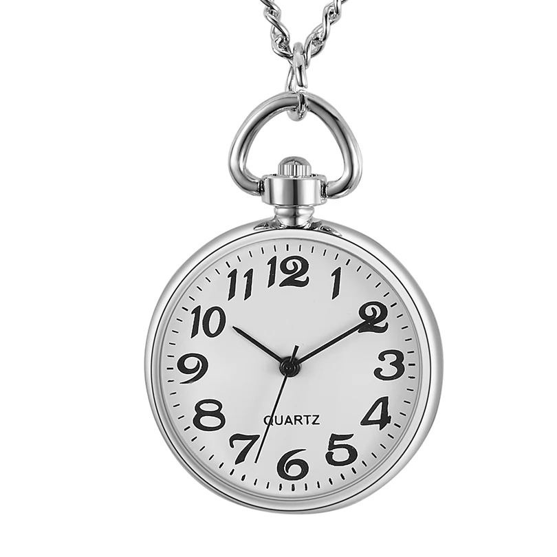 Collana ciondolo orologio da tasca al quarzo numeri romani facile da leggere orologio a catena Fob piccolo per uomo donna anziani semplice Reloj