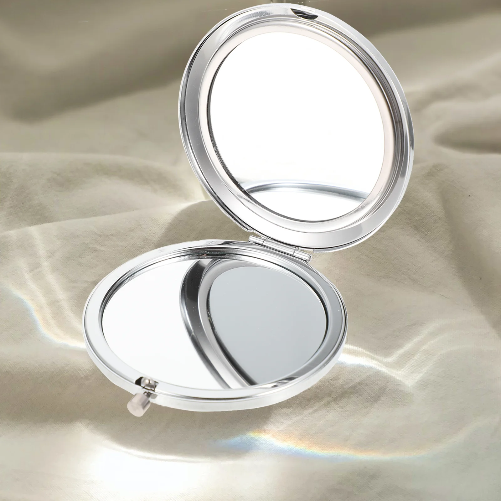 Miroir de maquillage en cristal avec lumière, mini loupes pliantes, sac à main compact de voyage, petit mélange de poche rond, 2 pièces