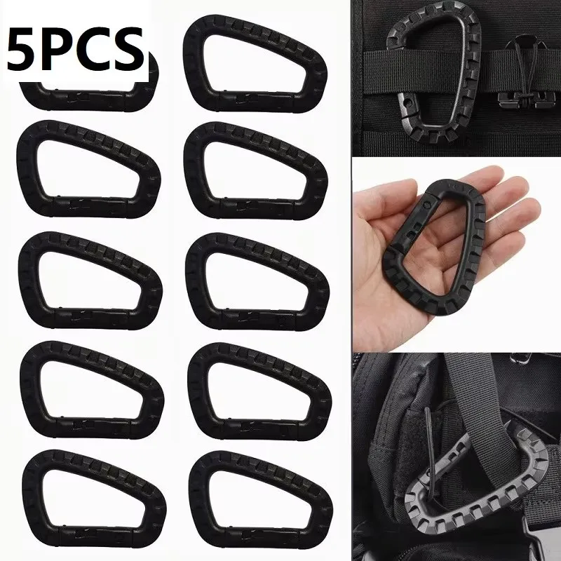 1/5/10pcs Tactical Carabiner Set Plastic Steel Quick Hook Webbing Grimlock Lock Key Chain Outdoor Backpack Karabiner Buckle